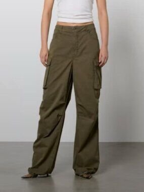 Good American Olive Cotton Cargo Pants